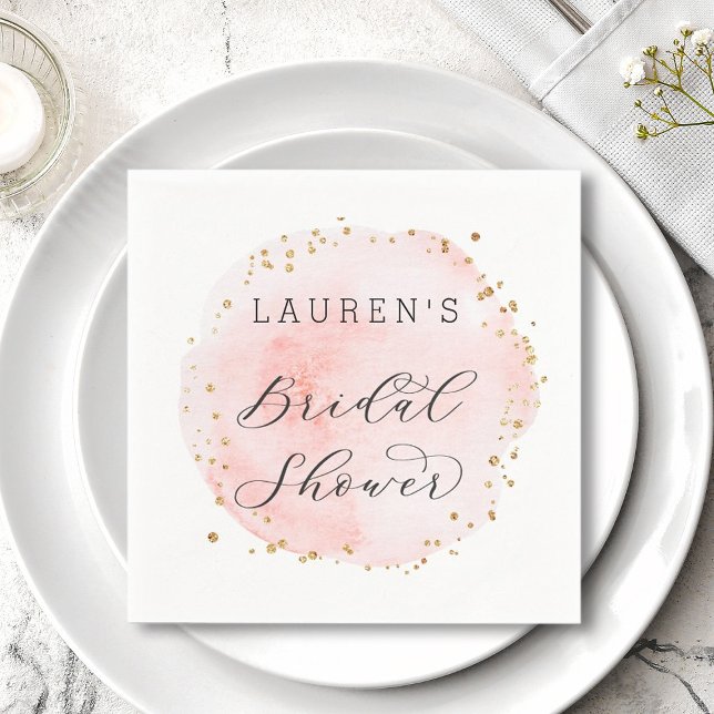 Blush Watercolor Circle Bridal Shower Napkin (Creator Uploaded)