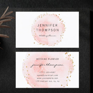 Blush Watercolor Circle Gold Dots Business Card