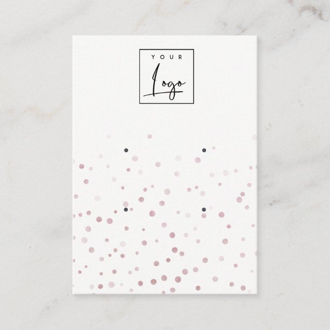 Blush Watercolor Confetti 2 Logo Earring Display Business Card (Front)