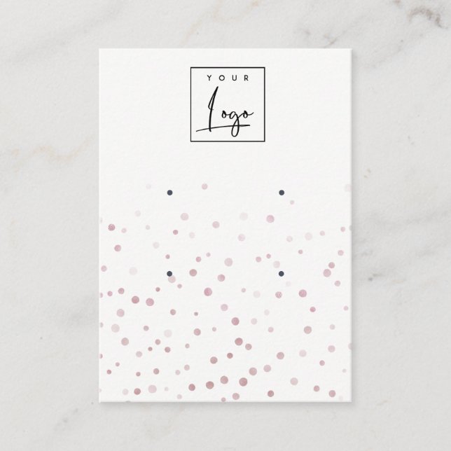 Blush Watercolor Confetti 2 Stud Earring Display Business Card (Front)