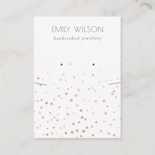 Blush Watercolor Confetti Earring Necklace Business Card (Front)