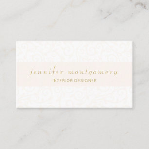 Blush Watercolor Damask Gold Typography Business Card