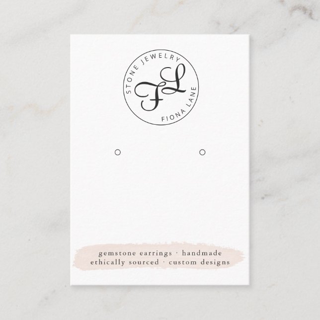 Blush Watercolor Earring Display Card (Front)