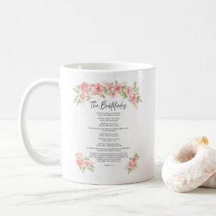 Blush Watercolor Floral Beatitudes Scripture Coffee Mug