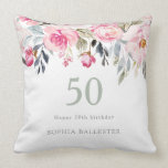 Blush watercolor Floral beautiful 50th birthday Cushion<br><div class="desc">Blush watercolor Floral beautiful 50th birthday Throw pillow

Perfect for a birthday present or decorations for a birthday party. Fully customisable. Add a photo 

See matching invitations and RSVP in niche and nest store</div>