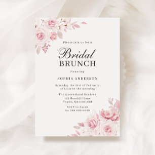 Blush Watercolor Floral Bridal Shower Brunch Invitation
