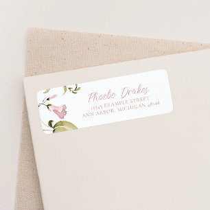 Blush Watercolor Floral Bridal Shower Return Address Label