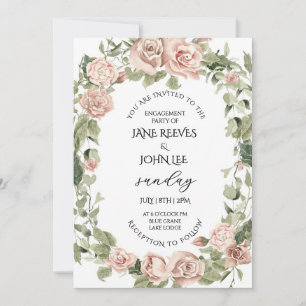 Blush Watercolor Floral Engagement Party Invitation