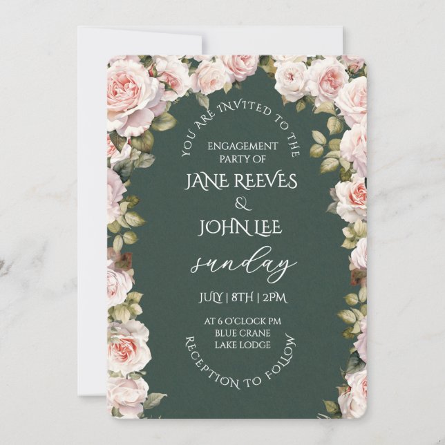 Blush Watercolor Floral Engagement Party Invitation (Front)