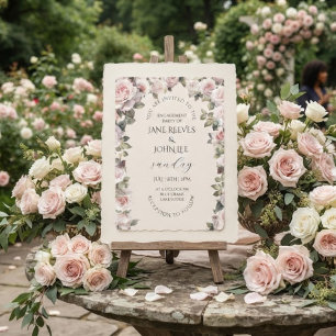 Blush Watercolor Floral Engagement Party Invitation