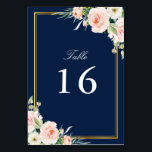 blush watercolor floral gold frame wedding table number<br><div class="desc">a lovely floral frame with watercolor blush pink flowers. The text and colours on this card can be personalised.</div>