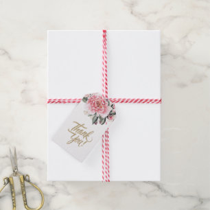 Blush watercolor floral pink thank you gift tags