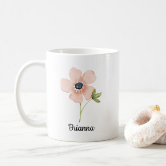 Blush Watercolor Flower Name Coffee Mug
