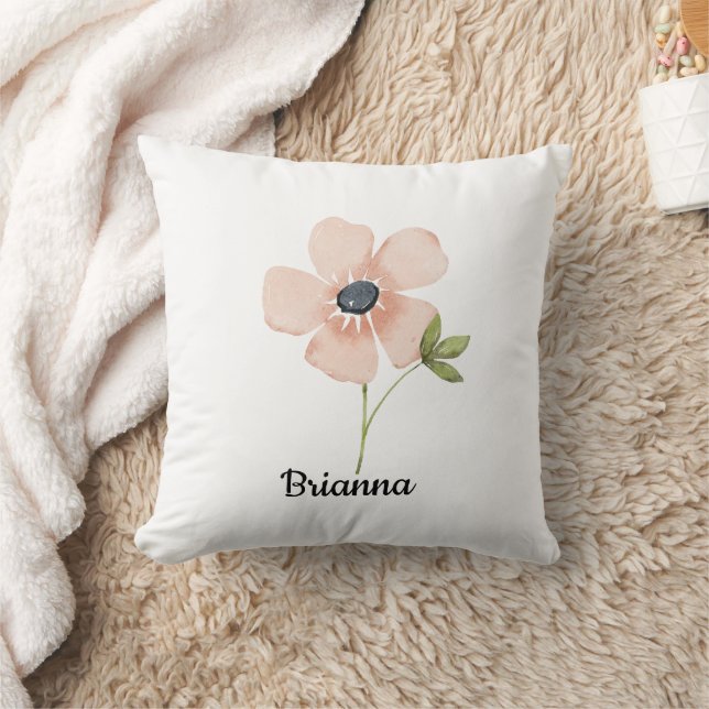 Blush Watercolor Flower Name Cushion (Blanket)