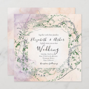 Blush Watercolor Forest Greenery Wedding  Invitation