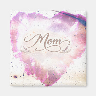 Blush Watercolor Heart Mum Square Magnet