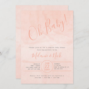 Blush Watercolor Oh Baby girl baby shower Invitation