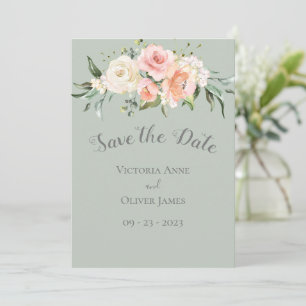 Blush Watercolor Romantic Floral Wedding Save The Date