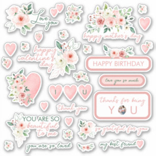 Blush Watercolor Rose Stickers