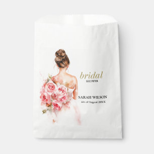Blush Watercolor Wedding Gown Bridal Shower Favour Bag
