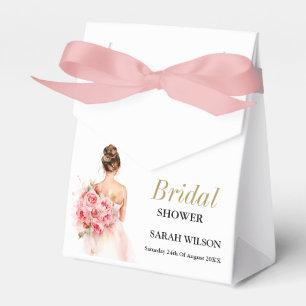 Blush Watercolor Wedding Gown Bridal Shower Favour Box