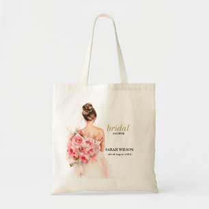 Blush Watercolor Wedding Gown Bridal Shower Tote Bag