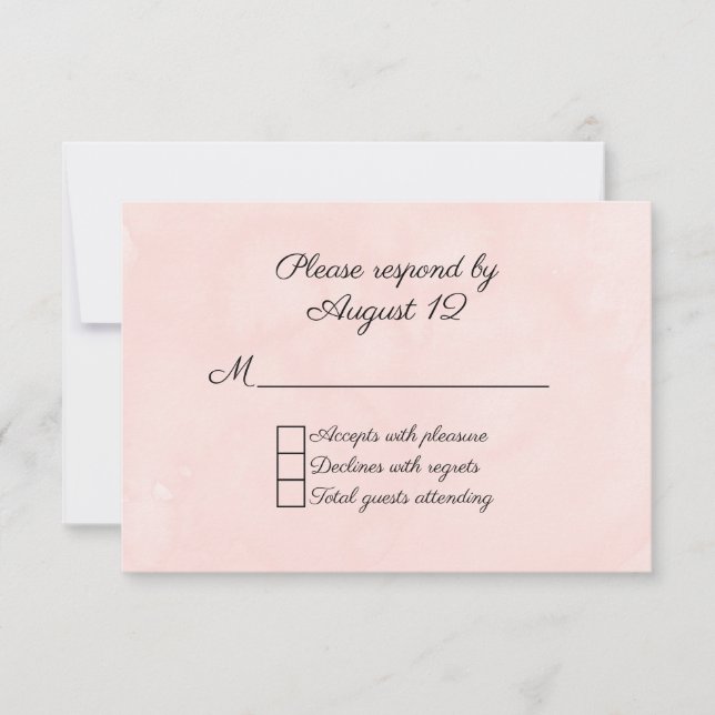 Blush Watercolor Wedding RSVP Card (Front)