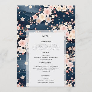 Blush Waves Sakura Blossom Modern Wedding Menu
