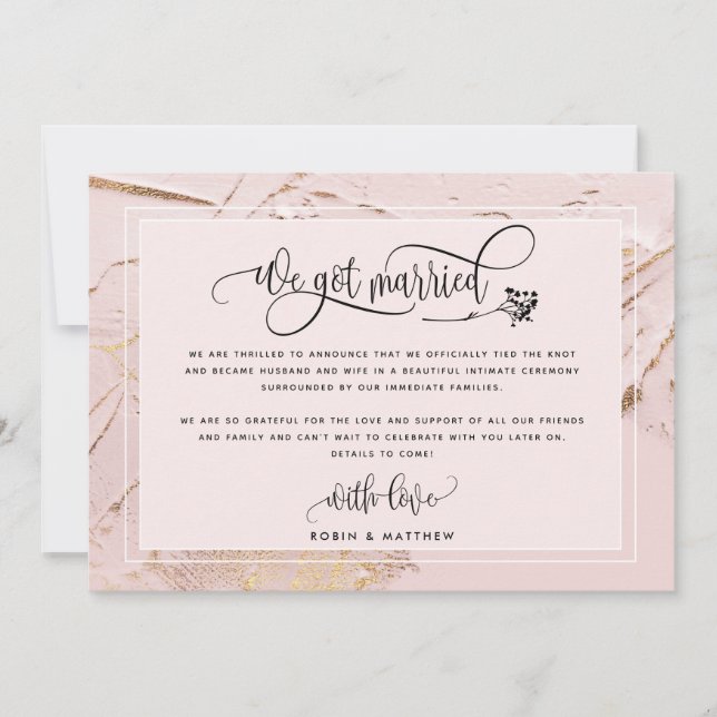 Blush We Got Married Wedding / Elope Announcement (Front)