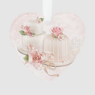 Blush Wedding Cakes with Roses, Bridal Shower Ornament