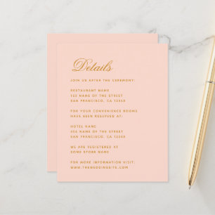 Blush Wedding Details Budget Pink Enclosure Card