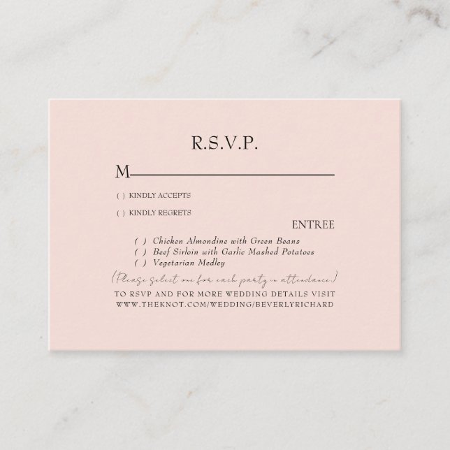 Blush Wedding RSVP Enclosure (Front)