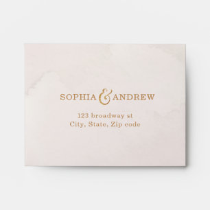 Blush wedding RSVP Envelope & faux rose gold Liner