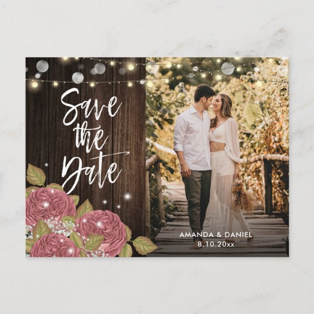Blush Wedding Save The Date Photo Postcards (Front)
