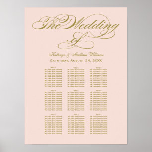 Blush Wedding Seating Chart Gold Calligraphy