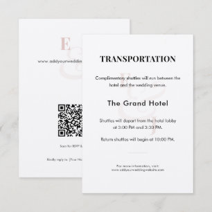 Blush Wedding Transportation Details Card QR