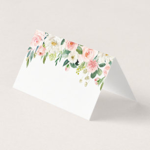 Blush White Bloom Floral Table Place Card