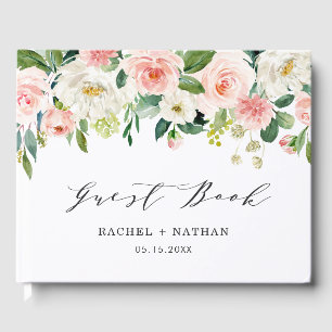 Blush White Bloom Floral Wedding Guestbook