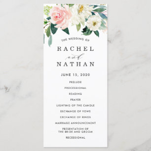 Blush White Bloom Floral Wedding Program