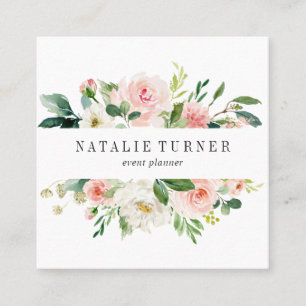 Blush White Bloom Watercolor Business Card