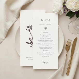 Blush White & Burgundy Elegant Floral Wedding Menu