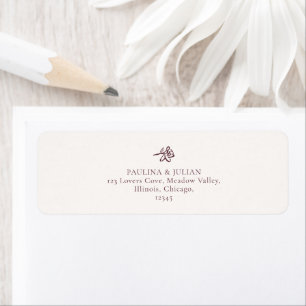 Blush White & Burgundy Floral Wedding Return Address Label