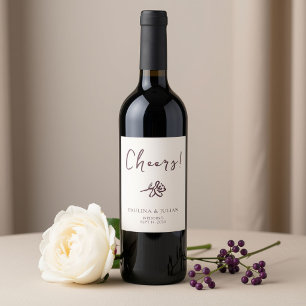 Blush White & Burgundy Floral Wedding Return Wine Label