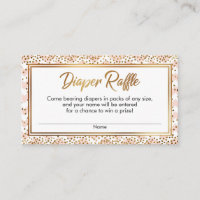 Blush & White Chevron Confetti Diaper Raffle Cards