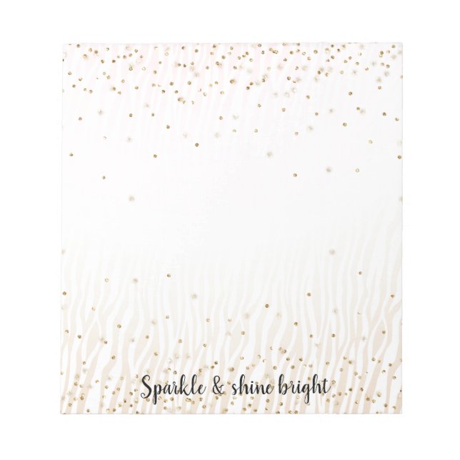 Blush White Cream Zebra Gold Confetti Sparkle      Notepad (Front)