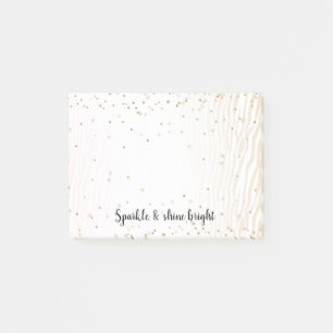 Blush White Cream Zebra Gold Confetti Sparkle      Post-it Notes