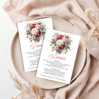 Blush white floral card with gold greenery wedding