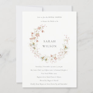 Blush White Floral Wreath Bridal Shower Invite