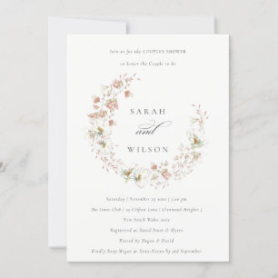 Blush White Floral Wreath Couples Shower Invite