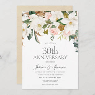 Blush & White Flowers 30th Wedding Anniversary Invitation